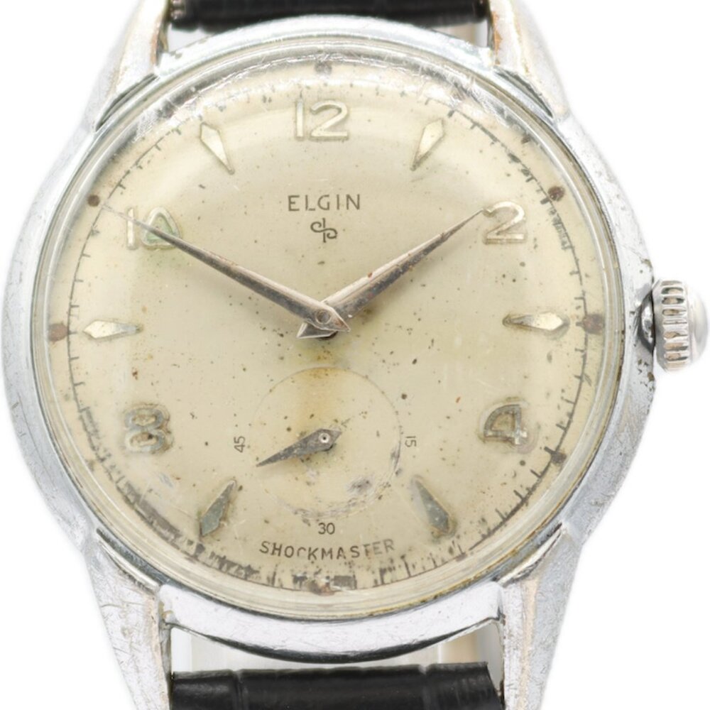 Vintage 34.5mm Elgin 9580 Shockmaster Men's Mechanical Wristwatch 715 USA